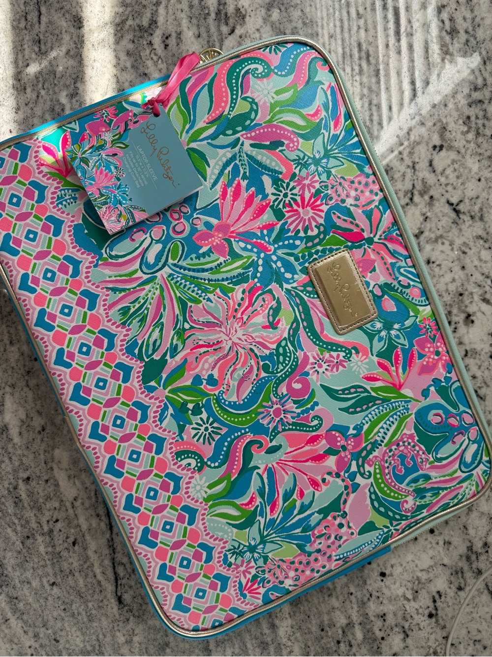 Lilly Pulitzer Pink & Turquoise Floral Travel laptop case